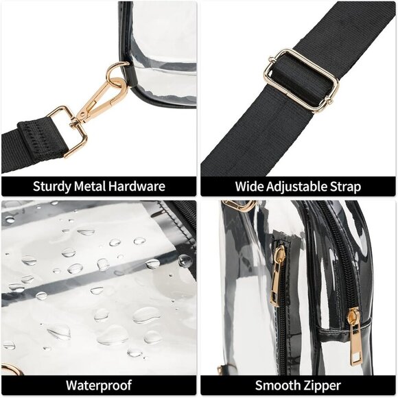3 Pockets Clear Bag for Stadium Events with 2 Long Straps Sling Backpack Fanny P - Picture 6 of 8